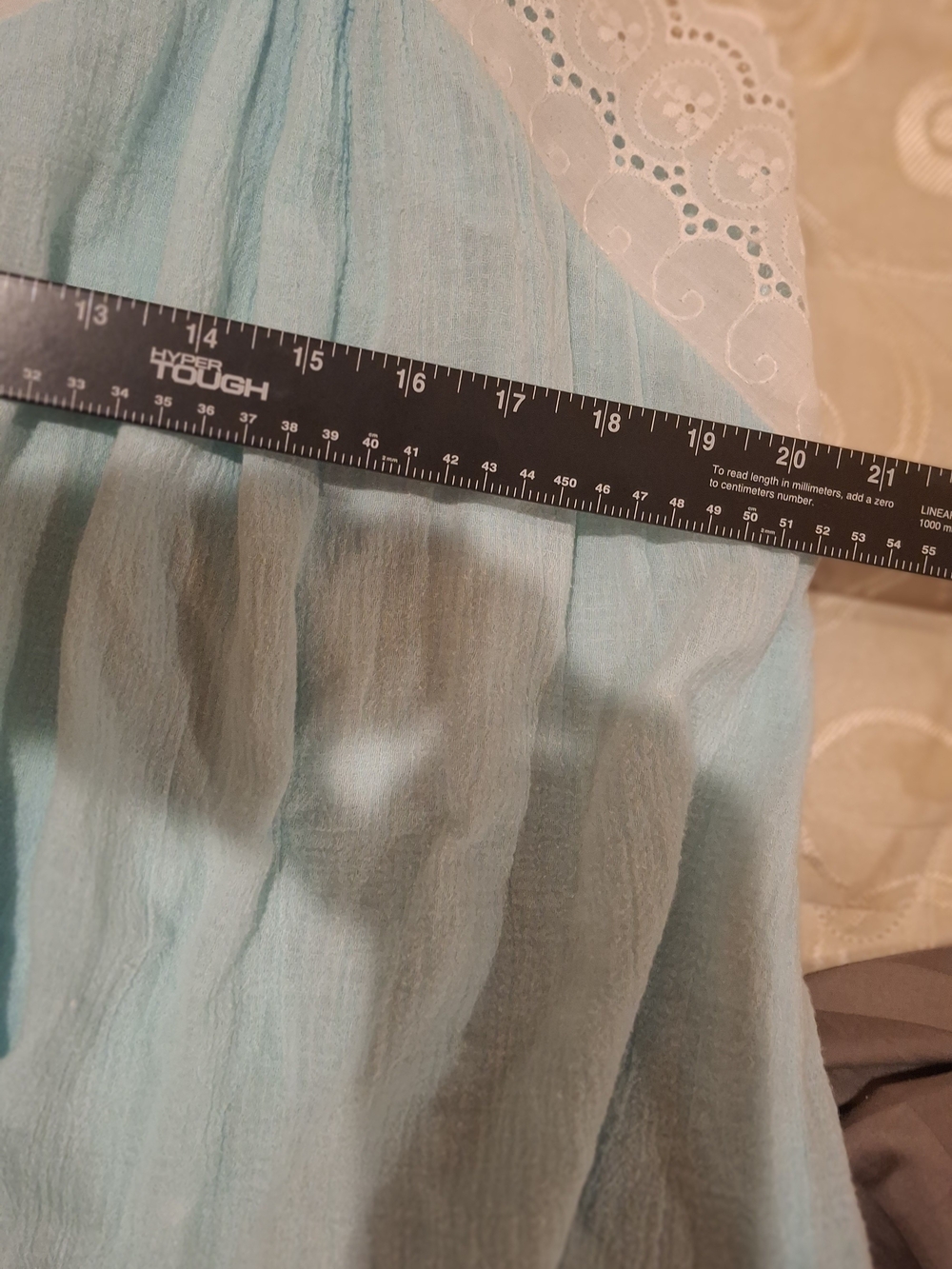 Light Blue Eyelet-Trim Sleep Chemise with Bow - Picture 8 of 10